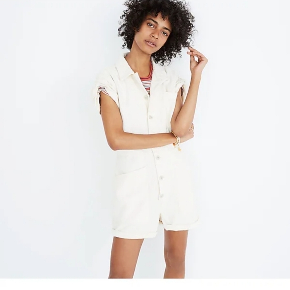 Madewell x as ever off white cloud short coveralls